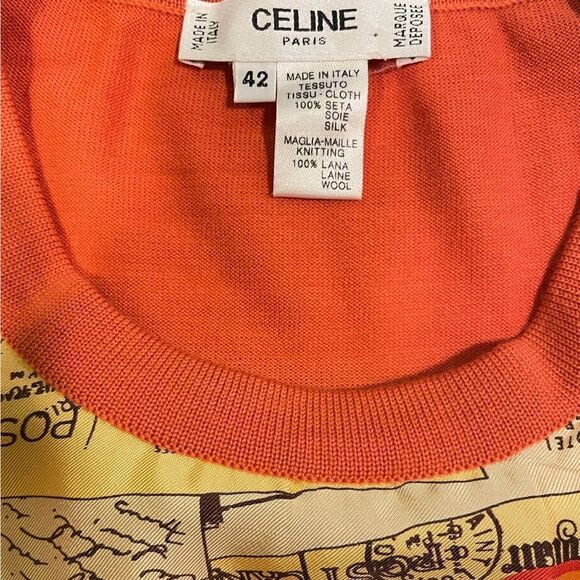 CELINE PARIS Silk & Wool Made in Italy Short Sleeve Top |Size: 42| - Picture 3 of 8